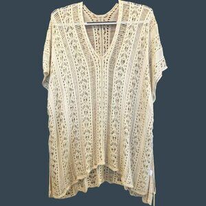 Crochet Boho Lace Hippy Top Cover Up Beachwear Boatwear Peekaboo One Size